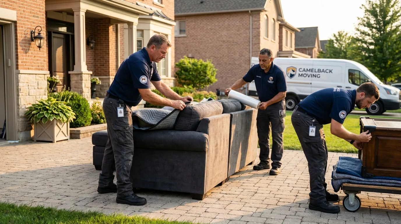 Large estate moving crew wrapping furniture in Owls Head, ME